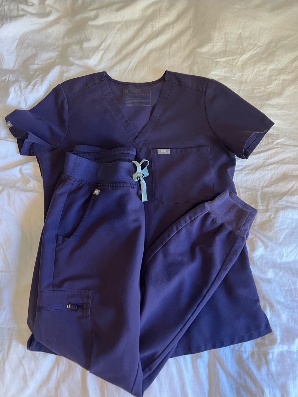 FIGS Women's Scrub Top & Jogger Set in Purple Shadow